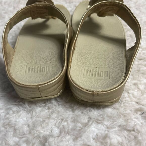 Fitflop Gold Flower Bloom wedge thong Sandals Size8 - Picture 4 of 11